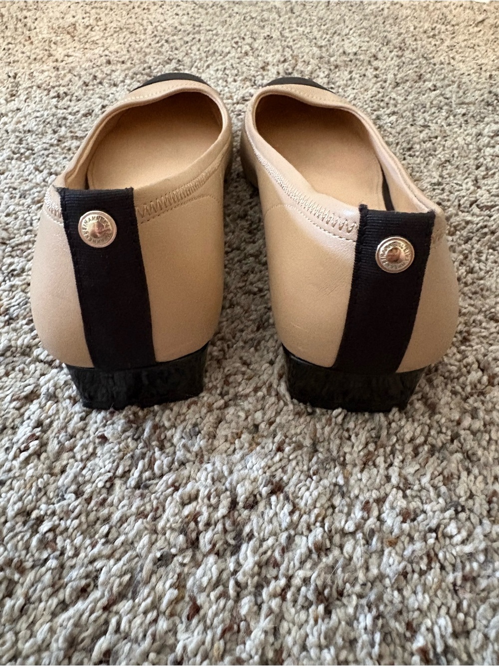 Anne Klein Tan and Black Square-Toe Ballet Flats - Picture 6 of 7